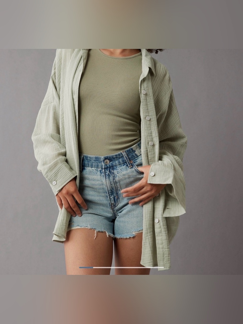 American Eagle Outfitters Light Sea Green Gauze button down top